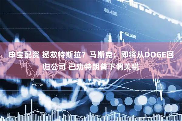申宝配资 拯救特斯拉？马斯克：即将从DOGE回归公司 已劝特朗普下调关税